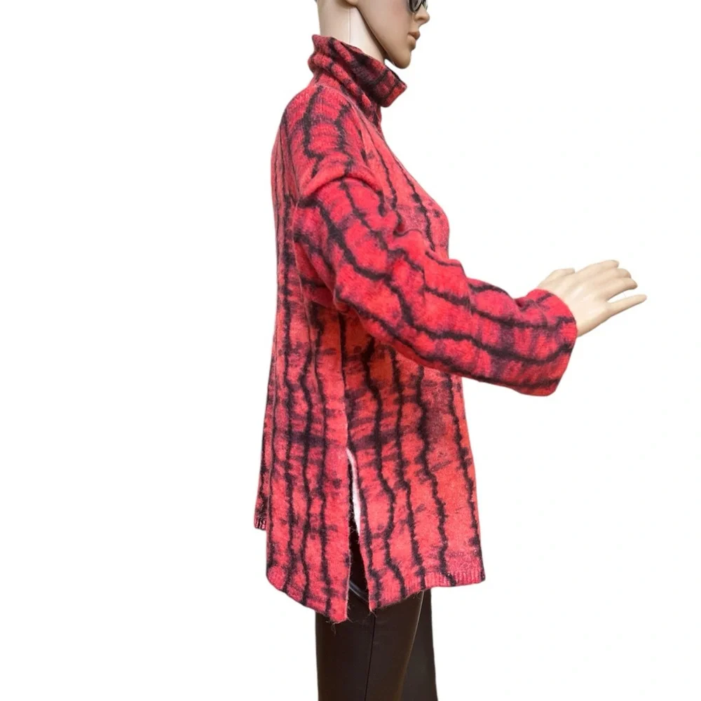 Zara Red and Black Tie Dye High Neck Sweater, NWT, L - Picture 4 of 16